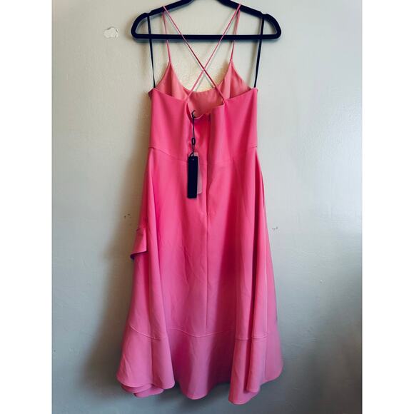 Black Halo Pink  Party midi Marie Dress asymmetrical hem  size 8 - Picture 12 of 14